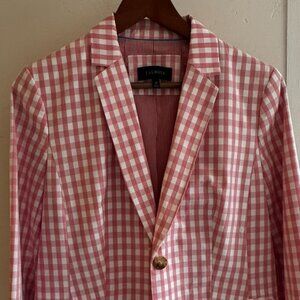 Talbots Checkered Pink and White Blazer